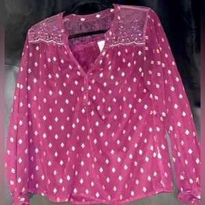 Bila Plum and Gold Sheer Blouse